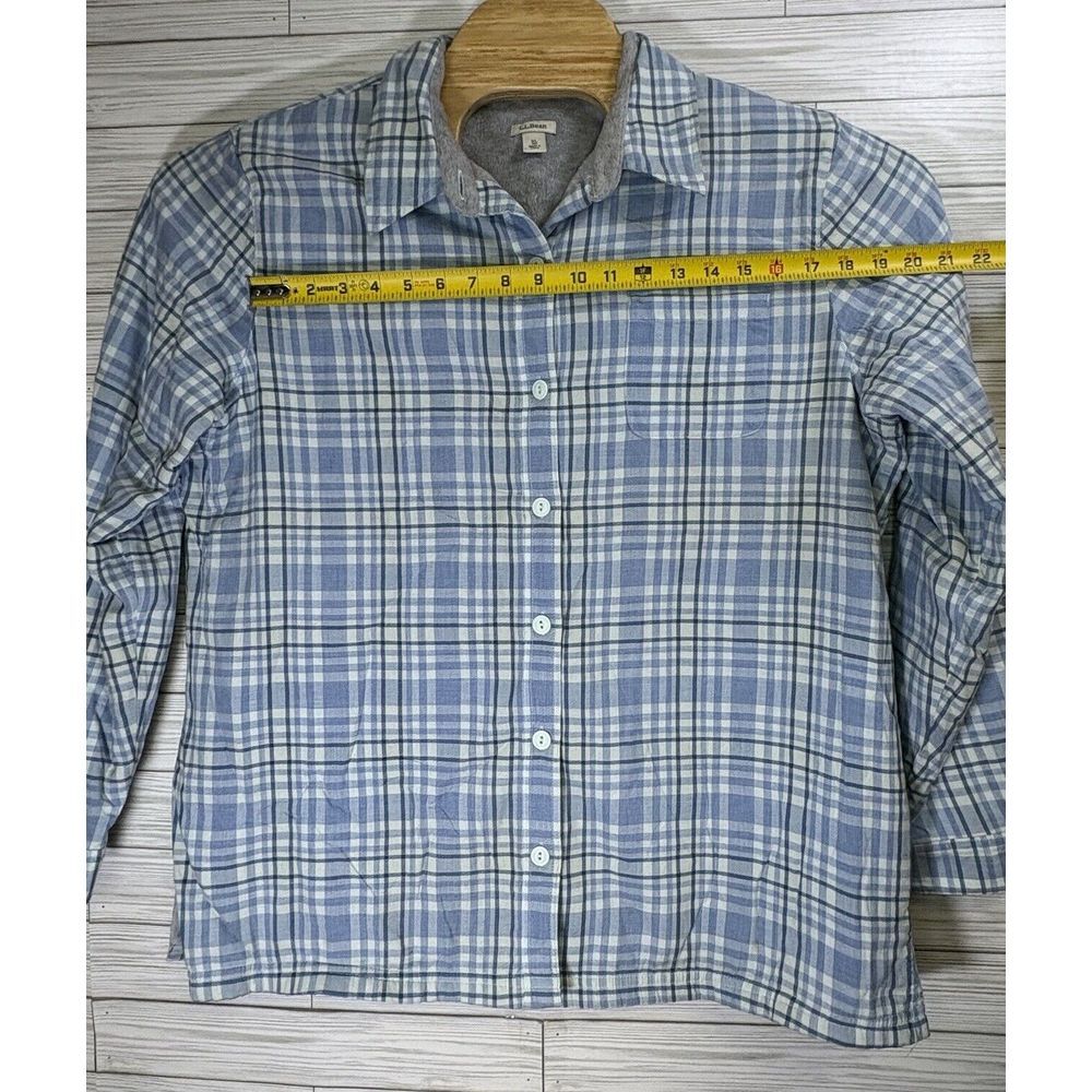 L.L. Bean Women's Button Down Shacket Sz XL Blue Plaid Fleece Lined Cotton - Picture 10 of 10
